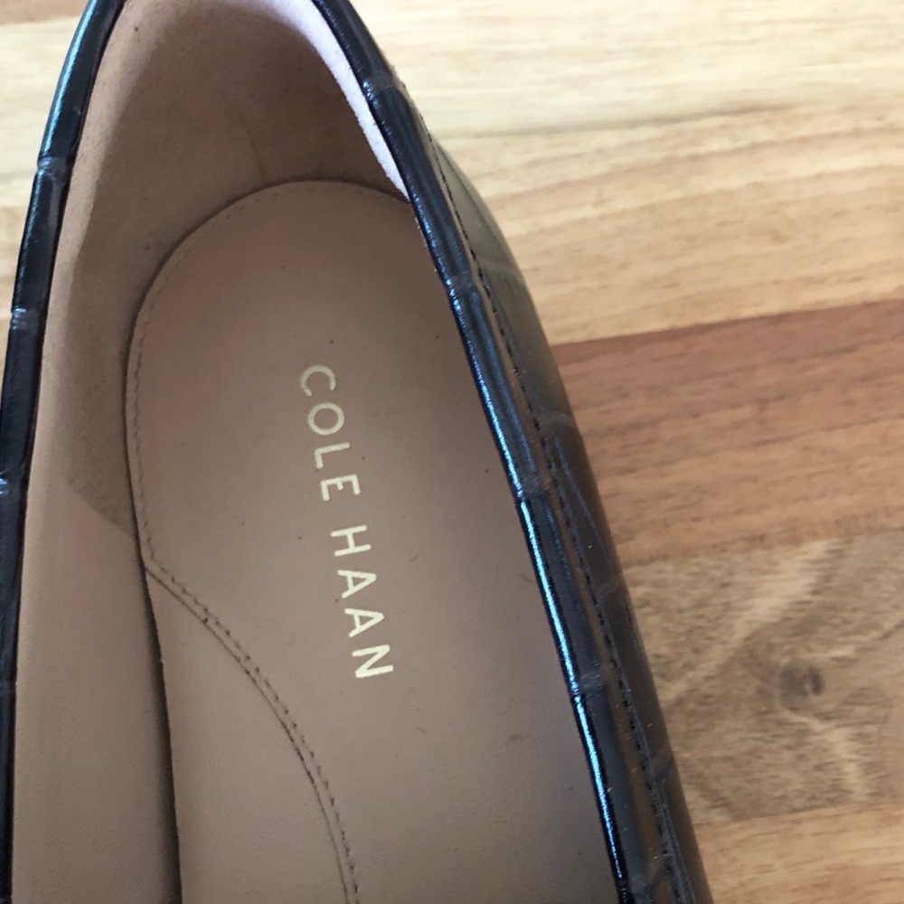 Cole Haan Brown Croc-Embossed Penny Loafers - Picture 2 of 11